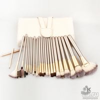 кисти для макияжа набор из 24 бежевых 